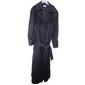 Vintage Charles Klein Long Coat 2X Wool Black Classic Old Money Preppy USA